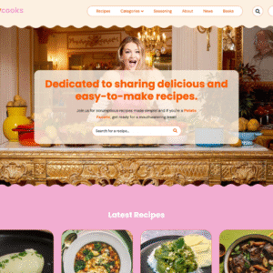 Website design for food creator Poppy Cooks by KW Marketing, showcasing bold branding, improved UX, and higher engagement